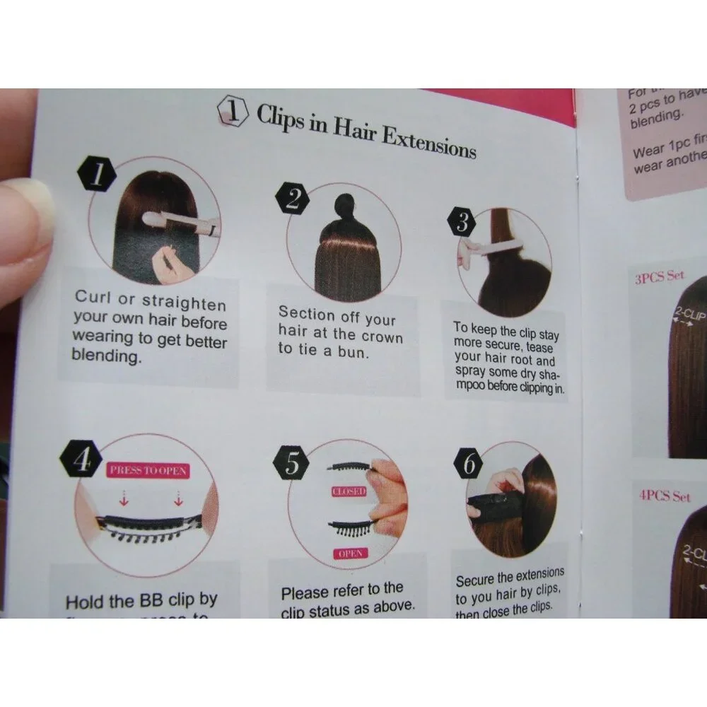 NEW Reecho Chocolate Brown 2pc Clip In Hair Extensions Long Straight Wavy Thick